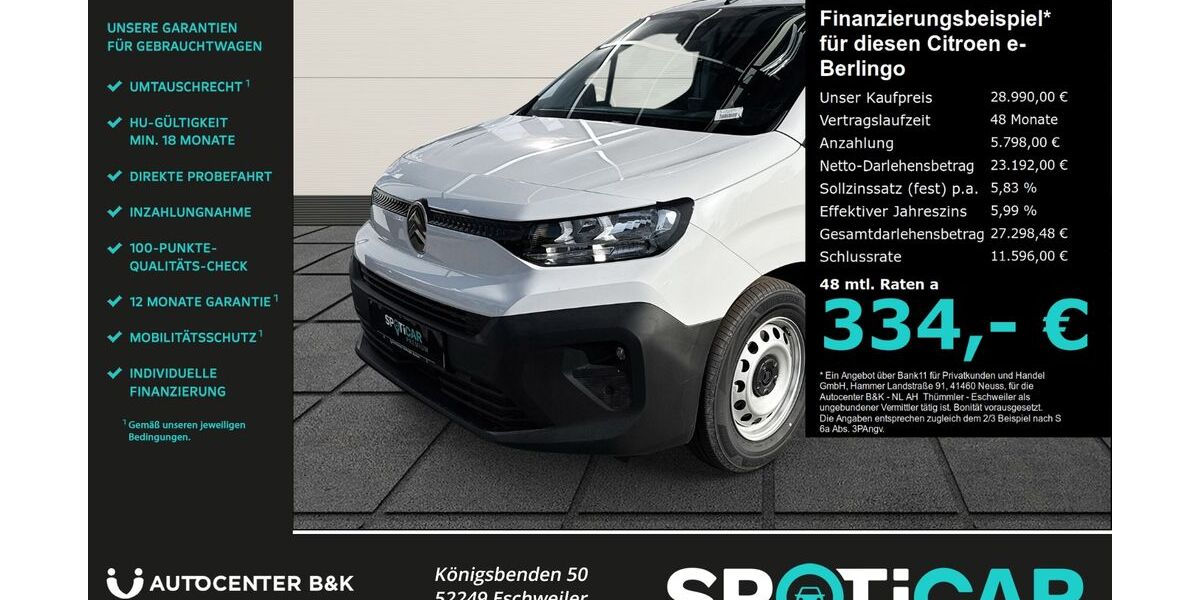 Citroen ë-Berlingo 3.999 km 28.990 &euro; Eschweiler 52249