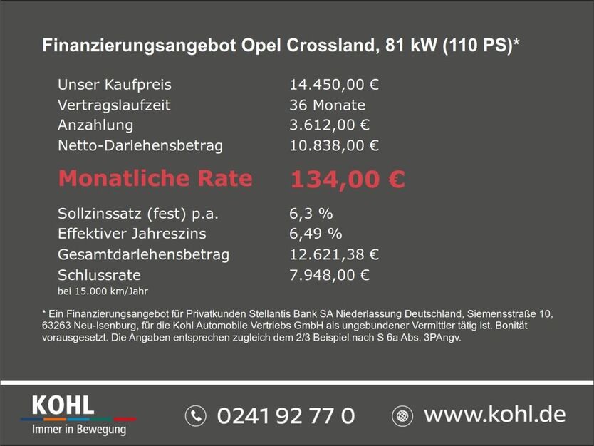 Opel Crossland (X) 16.350 km 14.450 € Aachen 52078