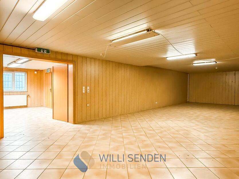 Vielseitig nutzbarer Hobbykeller mit Heizung, Tageslicht, Teeküche und D & H WC