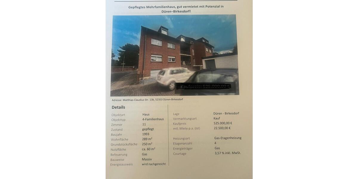 Mehrfamilienhaus, Wohnhaus Langerwehe - 11 Zimmer, 289 m&sup2;, 480.000&euro; | Angebot:26919097