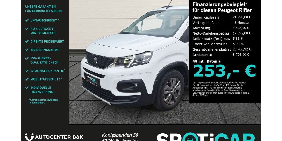 Peugeot Rifter 93.000 km 21.990 &euro; Eschweiler 52249