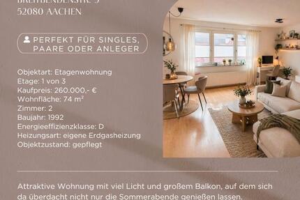 Wohnung Aachen Eilendorf - 2 Zimmer, 74 m&sup2;, 260.000&euro; | Angebot:26250399
