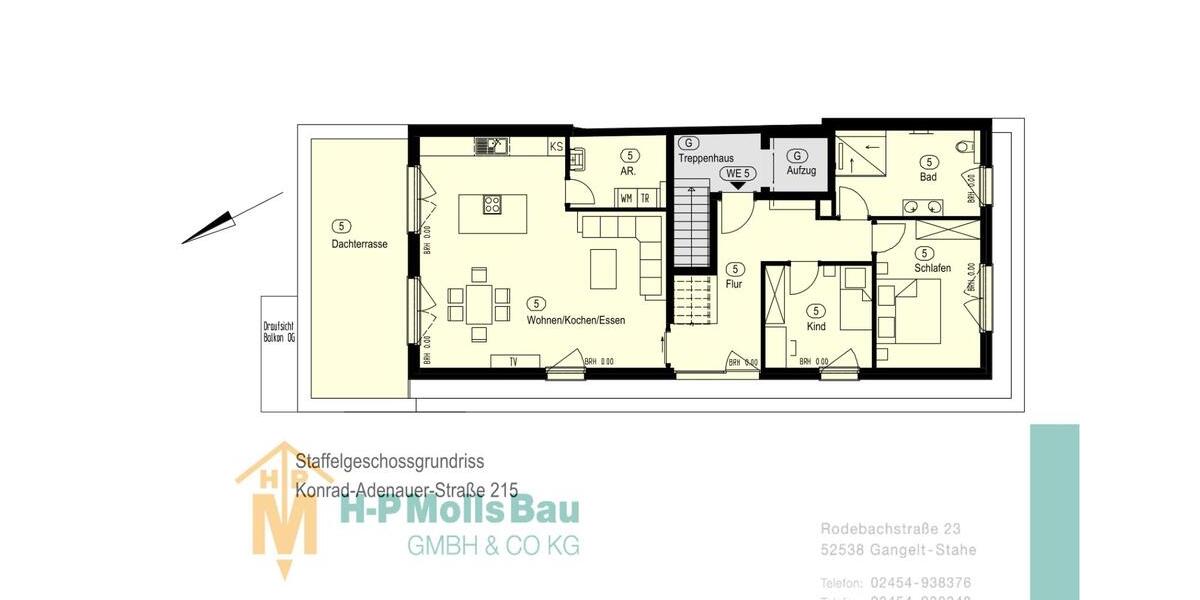 Moderne 3-Zimmer-Wohnung mit Dachterrasse – neuster Standard 1 zimmer
