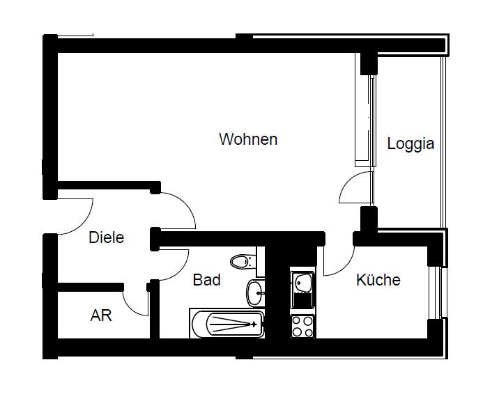 Direkt einziehen! Frisch renoviertes 1-Zimmer-Apartment + Loggia, separate Küche, Wannenbad, Aufzug 1 zimmer