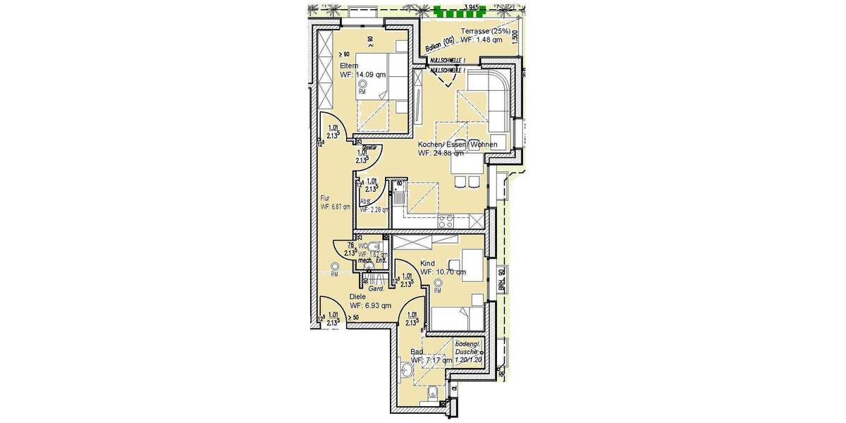 Etagenwohnung Geilenkirchen Tripsrath - 3 Zimmer, 76 m&sup2;, 320.100&euro; | Angebot:25687016