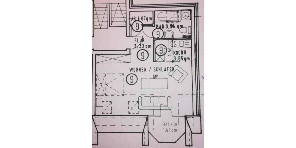 Dachgeschoßwohnung Aachen Aachen-Mitte - 1 Zimmer, 38 m&sup2;, 115.000&euro; | Angebot:24874246