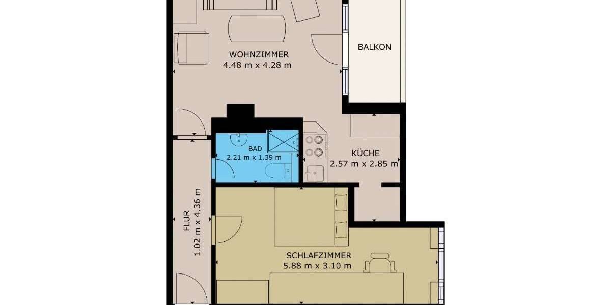 Etagenwohnung Aachen Aachen-Mitte - 2 Zimmer, 42 m&sup2;, 175.000&euro; | Angebot:25819794