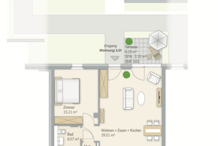 Moderne, barrierefreie Erdgeschosswohnung zu vermieten. 2 zimmer